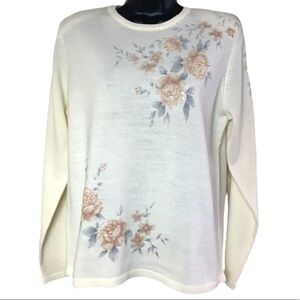 Vintage🧚‍♀️ Alfred Dunner Petite Creamy Sequinned Sweater Size PM